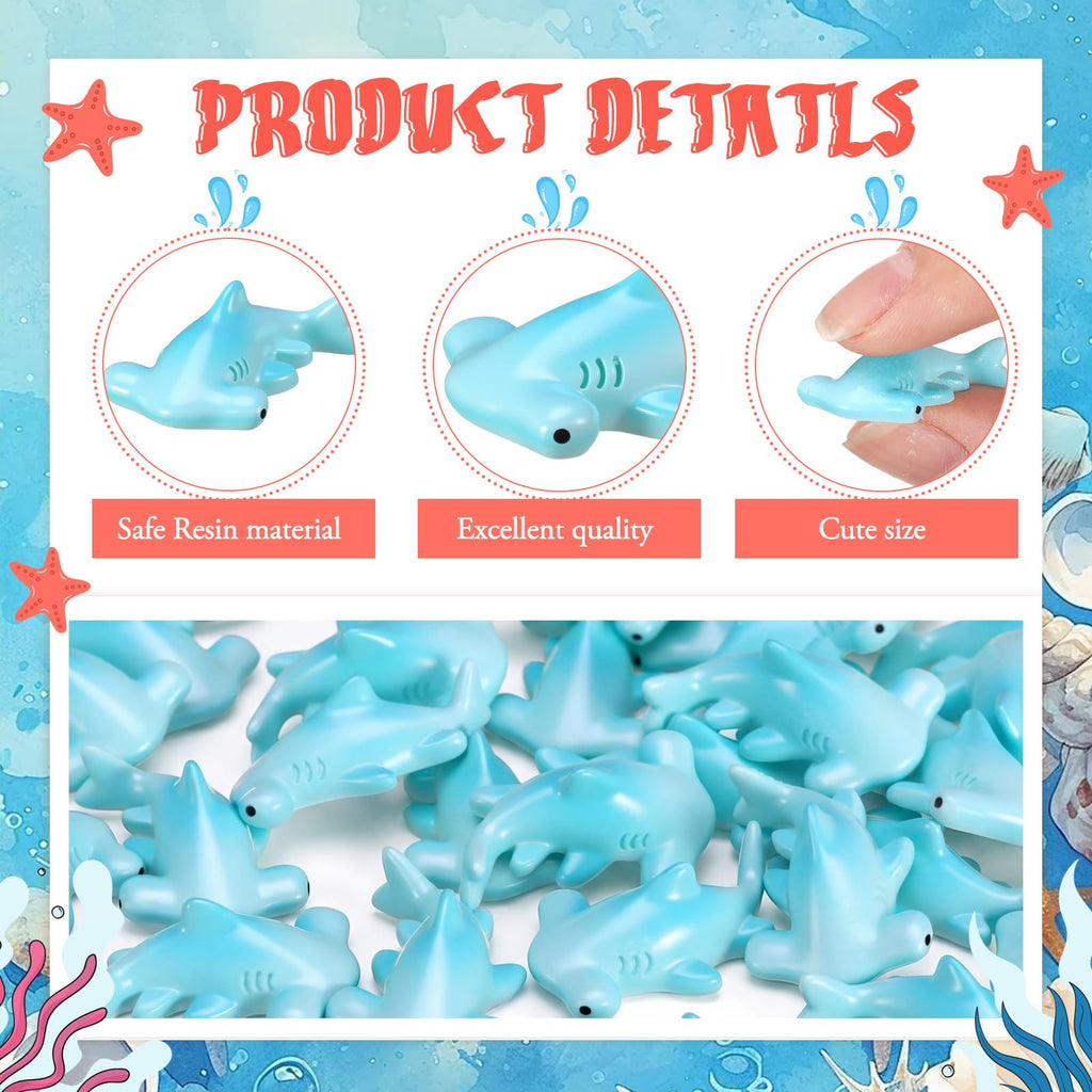 Geelin 50 Pcs Mini Resin Hammerhead Shark Figurines Tiny Resin Figurines Small Ornament Charms Figure Tiny Animals for Landscape Aquarium Garden Desktop Birthday Party