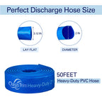 OasisTrim 2" x 50FT Pool Backwash Hose, Heavy-Duty Pool Hose, Lay Flat Discharge Hose, Durable Burst Resistant, Pool Filter Pump Water Drainage, Sump Pump Discharge, with 2 Clamps