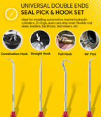 5 Pack Hydraulic Seal Installation Tool Kit, Hydraulic Cylinder Piston Repair Seal Tools, U-Cup Rod Seal Installation Tool Kits, Upgraded Seal Twistor Install Tool Set with Pick and Hook Set