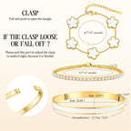 MOINSPIRE Gold Bracelets for Women, 18K Gold Plated Four Leaf Love Tennis Nail Clover Bangle Bracelets Set Non Tarnish, Stainless Steel Trendy Stackable Bracelet Fashion Jewelry Accessories Gifts