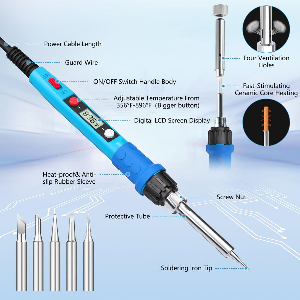 Soldering Iron Kit, 80W 110V Upgraded Digital Electric Soldering Kit with LCD Display, 39-in-1 Adjustable Temperature Welding Tool for DIY Appliance