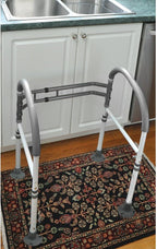 Vaunn Medical Deluxe Adjustable and Foldable Toilet Safety Frame, Bathroom Handrail Assist Grab Bar Handle (Gray, Adjustable Width and Height)