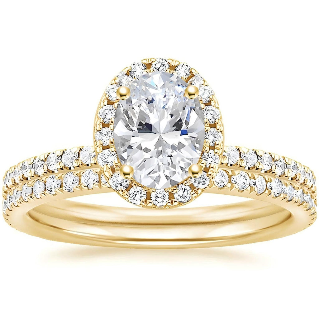 EAMTI Wedding Ring Set for Women Oval Cut Travel Engagement Rings Size 7