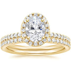EAMTI Wedding Ring Set for Women Oval Cut Travel Engagement Rings Size 7