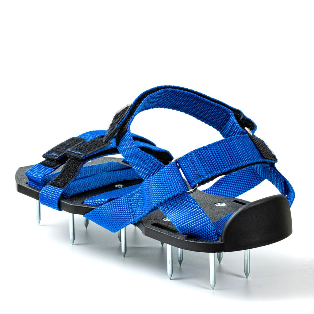 Bakulala Lawn Aerator Shoes Pre-Assembled, Heavy Duty Lawn Spike Shoes with Adjustable Straps, Soil Aerating Tool for Yard Patio Garden with Cleaning Shovel Blue