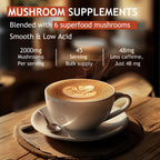 GRGTP Mushroom Coffee - Superfood Blend with 6 Adaptogens Jitter-Free Energy, Enhanced Focus, Digestion & Immunity Support | 90 Servings, Vegan, Gluten Free, Non-GMO | Smooth Flavor