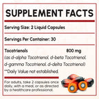 Tocotrienol Supplement Full Spectrum, Cutting-Edge Fusion Technology,Tocotrienol Vitamin E-Tocotrienols 800mg,Powerful Antioxidant,Cardiovascular,Highest Absorption Rate -120 Liquid-Filled Capsules
