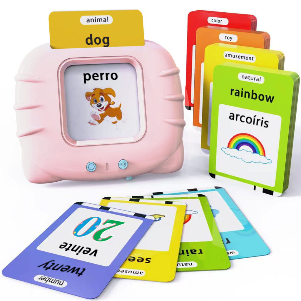 Lapare Spanish and English Bilingual Audible Flash Cards Toy with Music for Toddlers 1 2 3 4 5, Learn Spanish and English for Kids, Niñas, Niños, Bebes