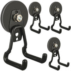 ULIBERMAGNET Upgraded Large Magnetic Hooks,Strong Heavy Duty Magnet Hooks for Power Drill,Broom,Garden Tools,Pegboard,Garage,Workshop,Hardware, 4 Pack Magnet Storage Holder for Hanging(Black)