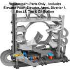 Replacement Parts for Ultimate Garage - Hot Wheels Ultimate Garage Vehicle Playset FTB69 ~ Replacement Parts Bag 3 ~ Includes Elevator Pillar, Elevator, Arms, Diverter 1, Box LT, Tire & Oil Station