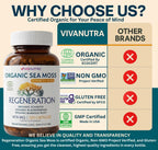 VIVANUTRA Organic Wildcrafted Sea Moss Capsules, 1476mg, Nova Scotia, 120ct