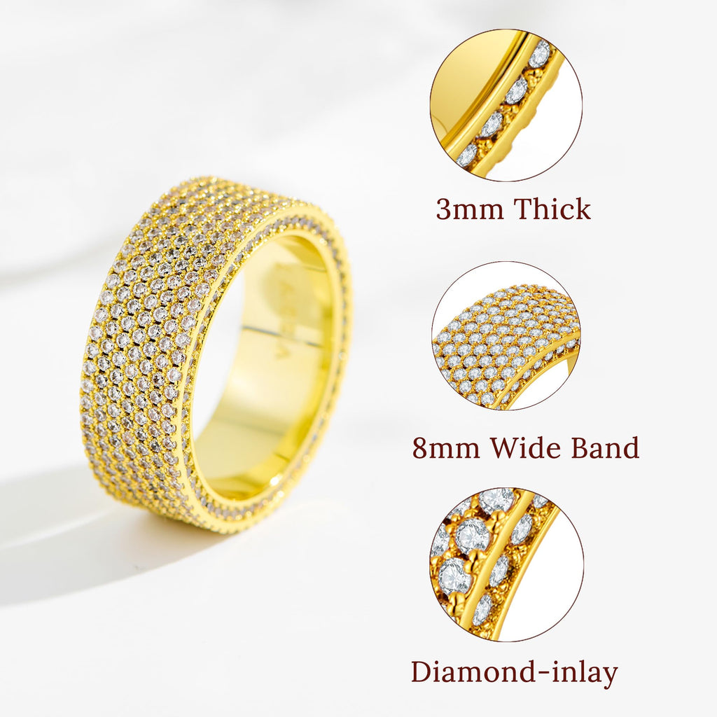 VISDIV Gold Wedding Rings for Women 925 Sterling Silver CZ Bands Rings