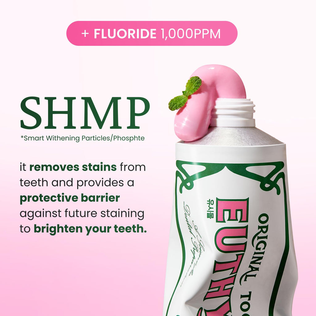 EUTHYMOL Whitening Toothpaste (3.7fl oz*2, Pack of 2) - Stain Removal in 2 Weeks, Long-Lasting Freshness for Sensitive Gum & Teeth. Bad Breath, Cavity Prevention. Recyclable Aluminum Tube