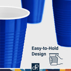 DecorRack Blue Plastic Cups, 12 oz Disposable Cups, Reusable Party Supplies (120 Count)