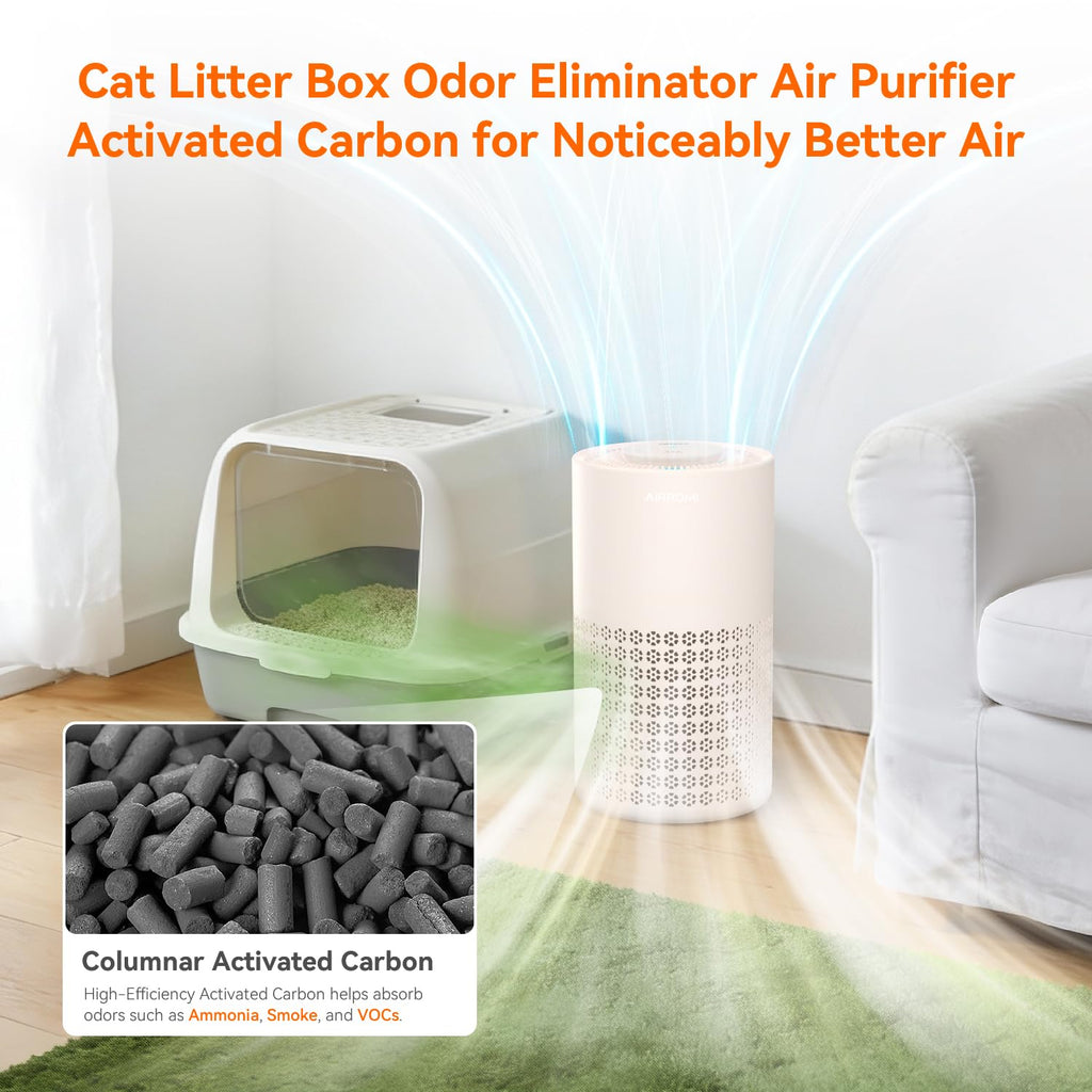 AIRROMI Air Purifier for Bedroom with A2001 Creamy Beige
