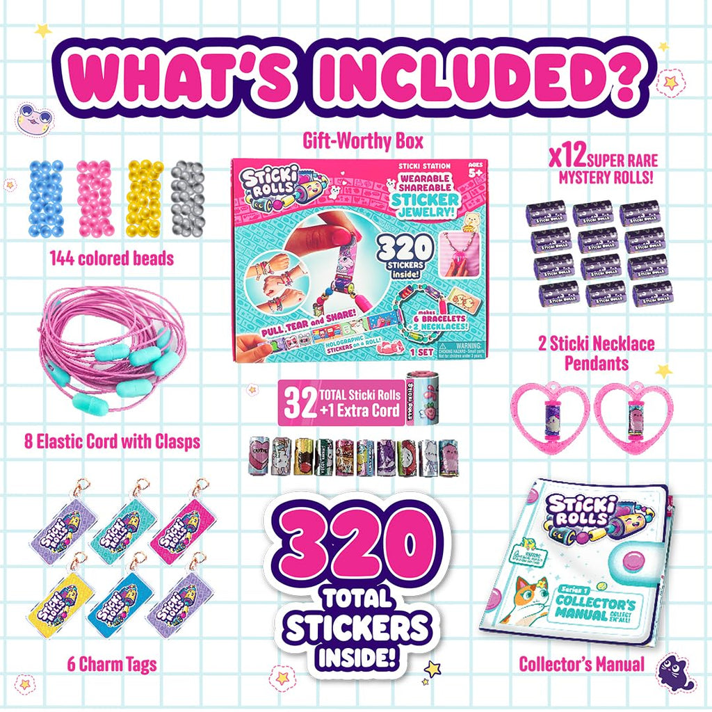 Sky Castle Sticki Rolls Sticki Station, Wearable Shareable Stickers, Ultimate DIY Sticker Jewellery Kit, Bracelets and Necklaces