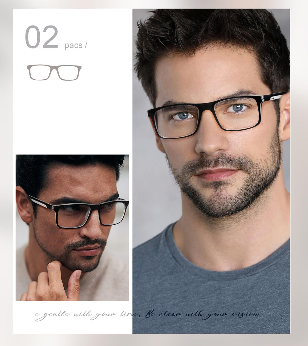 Missfive 2-Pack Light Bifocal Reading Glasses for Men, Blue Light Blocking For Near/Far Range Dual-use Spring Hinge, Anti UV/Eye Strain Comfort Quality Computer Readers, 1.5x
