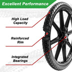 LTNICER (2-Pack) 20" Flat Free Cart Wheels, 20x2 Solid Rubber Wheels for Rubbermaid Garden Carts, 3/4" & 5/8" Bearing, 2.5" Hub Length, Black