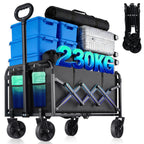 500LBS Heavy Duty Collapsible Wagon Cart with 360°Swivel Break for Beach