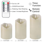 HVOPGEEUAN Flickering flameless Candles, Battery Operated Candles with Remote, led Pillar Candles，Electric Candle Set of 3，Christmas Home Wedding Birthday Decor（Ivory White） ﻿ ﻿