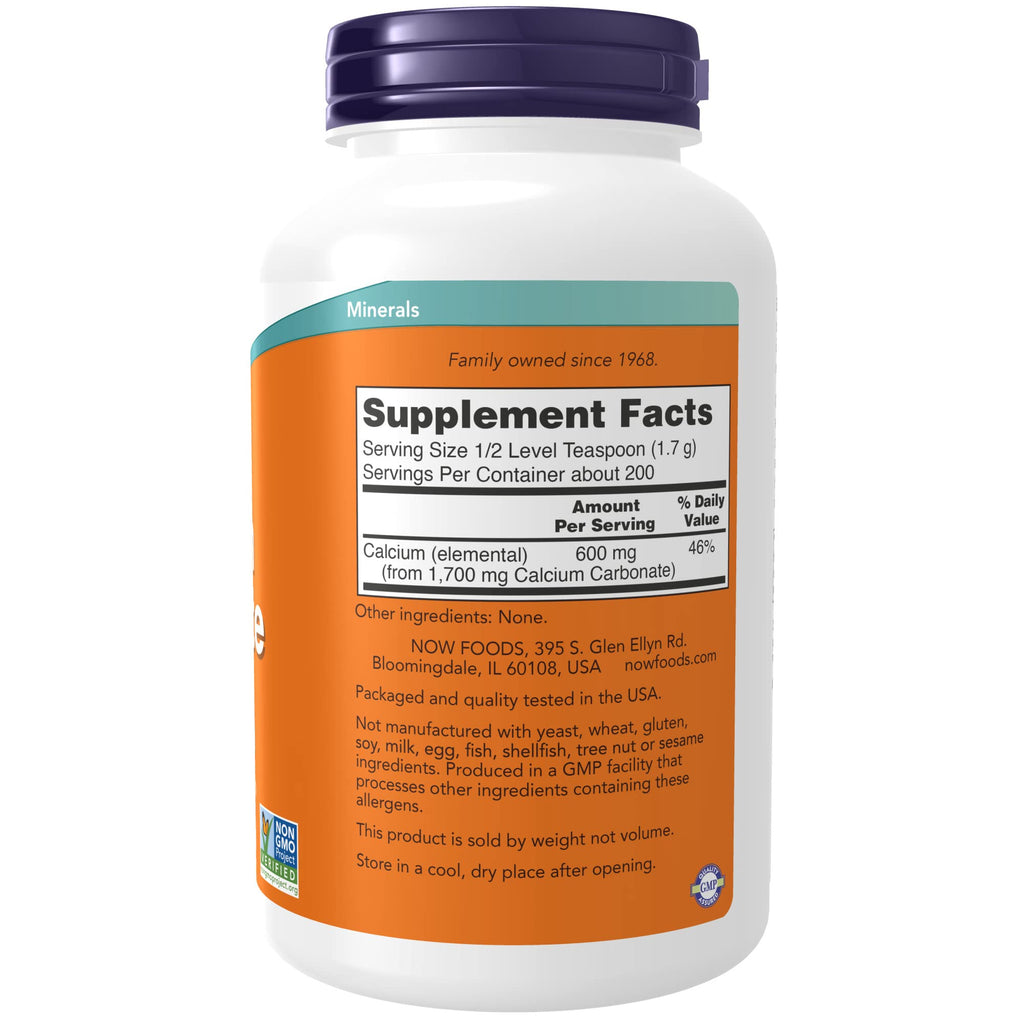 NOW Supplements, Calcium Carbonate Powder, High Percentage of Calcium, Supports Bone Health*, 12-Ounce (Pack of 2)