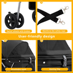 Pet Stroller for Small/Medium Dogs and Cats, Foldable 3 Wheel Jogger with One-Click Fold, Breathable Mesh, Storage Basket, Cup Holder, Weather Cover, Black (Black)