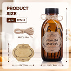 12 Pack 4 oz Vanilla Extract Bottles, Amber Glass Bottle with Twine