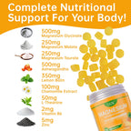 Magnesium Glycinate Gummies 500mg – Sugar Free Magnesium Gummies for Sleep, Stress, Muscle & Nerve Support – for Adults & Kids 4+, Vegan, No Melatonin (Pineapple Flavor, 60 Count)