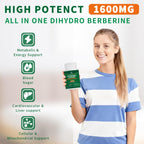 VITACRLLYNMN Dihydroberberine Supplement 1600MG Super Berberine and Dihydroberberine with Cinnamon 8 in 1 Supplement 60 Capsules
