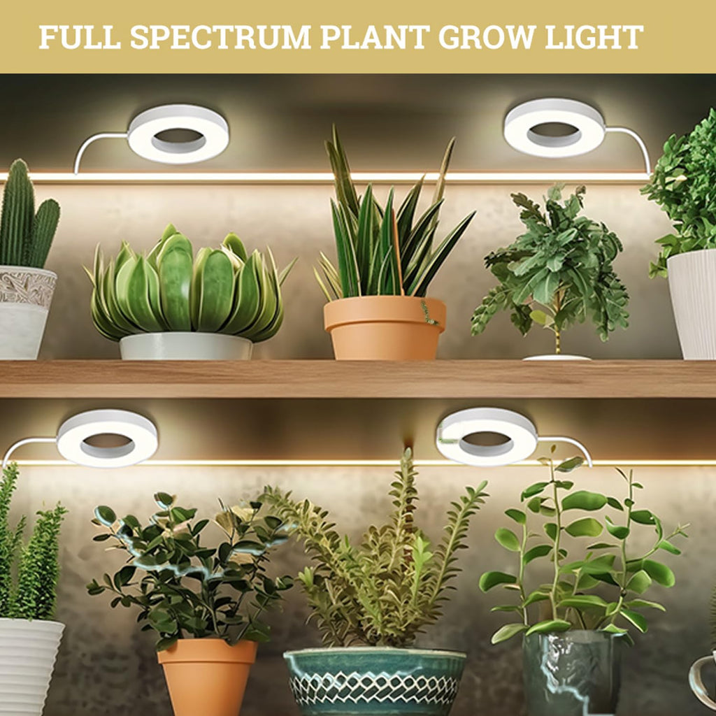 SIYOMG Ceiling Grow Lights for Indoor Plants, 192 LEDs Full Spectrum Halo LED Plant Light, with 3/9/12H Auto Timer Switch, 3 Colors,10 Dimming, Plant Lights for Small Plants, 4 Head