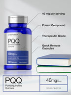 Horbäach PQQ Supplement 40 mg | 120 Capsules | Maximum Strength | Non-GMO and Gluten Free Supplement | Pyrroloquinoline Quinone Disodium Salt