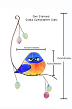 Lolitarcrafts Grumpy Owl Stained Glass Suncatcher Bluebird Stained Window Painting Bird Hanging