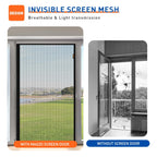 MAGZO Magnetic Screen Door Fit Door Size 72 x 80 Inches, Actual Screen Size 74 x 81 Inch Heavy Duty Side Opening Polyester Screen Curtain for Sliding Door Broader View, Black