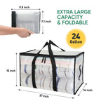 BALEINE 6-Pack Oversized Moving Bags with Reinforced Handles, Heavy-Duty Storage Tote for Clothes, Moving Supplies (Clear, 6-Pack)