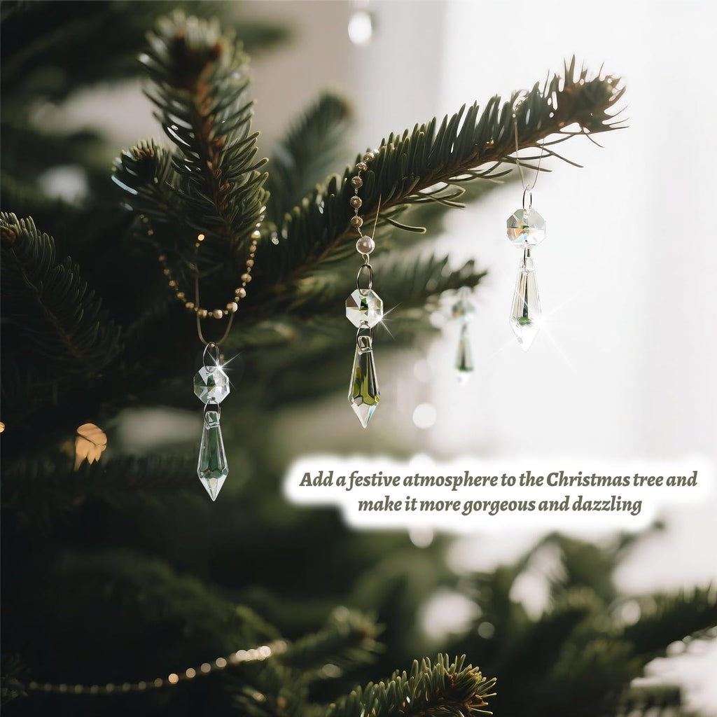 Premium Clear Crystal Glass Drops 2.4" -Multi Purpose Bluk Crystal Beads Hanging Prisms for Holiday Party/Home/Window Decoration/Chandelier Replacement Parts (M-100pcs)
