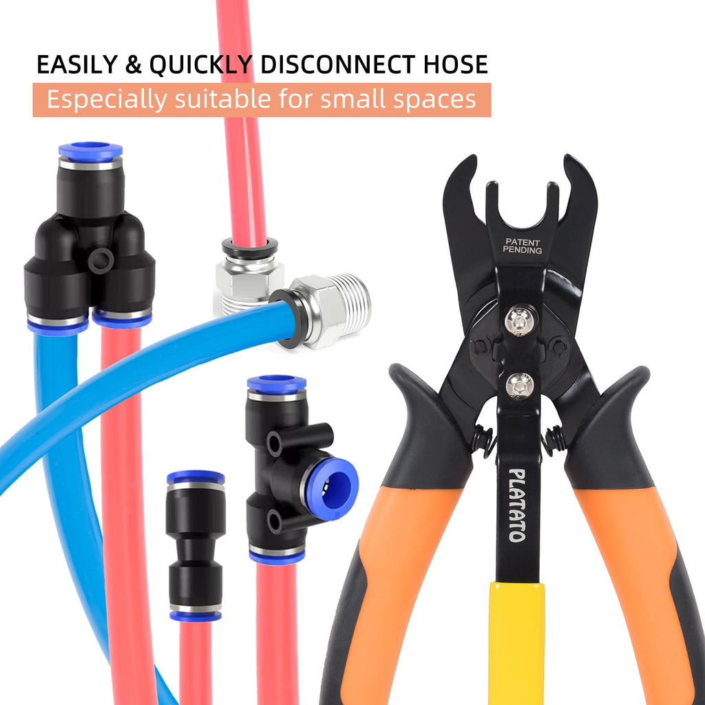 PLATATO Push to Connect Fittings Disconnect Tool Air Line Removal Tool for 3/8”, 1/2” (10-12mm) Pneumatic Air Hose Quick Connect Fittings Quick Release Pliers