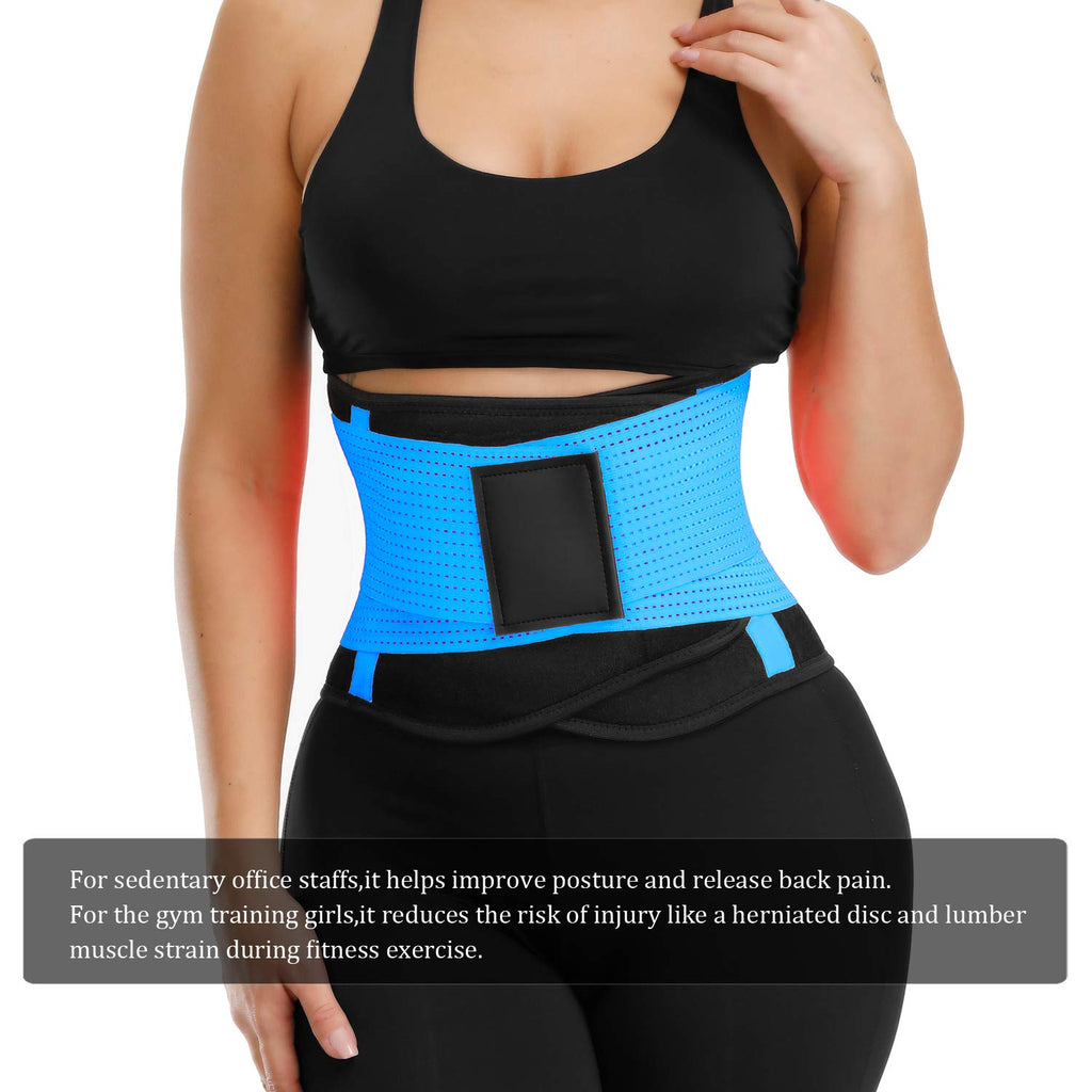 VENUZOR Waist Trainer Belt for Women - Waist Cincher Trimmer - Slimming Body Shaper Belt - Sport Girdle Belt (UP Graded)(Blue,M)