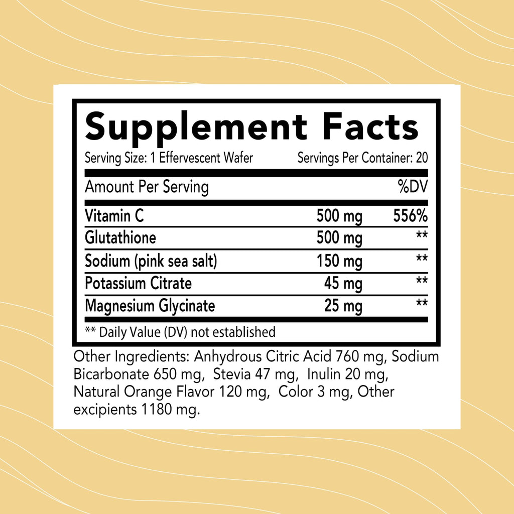 Optimal Health Systems Essential Glutathione | Super Antioxidant + Potent Vitamin C + Electrolytes | Tri-peptide Glutathione Anti-Aging Supplement | 20 Wafers