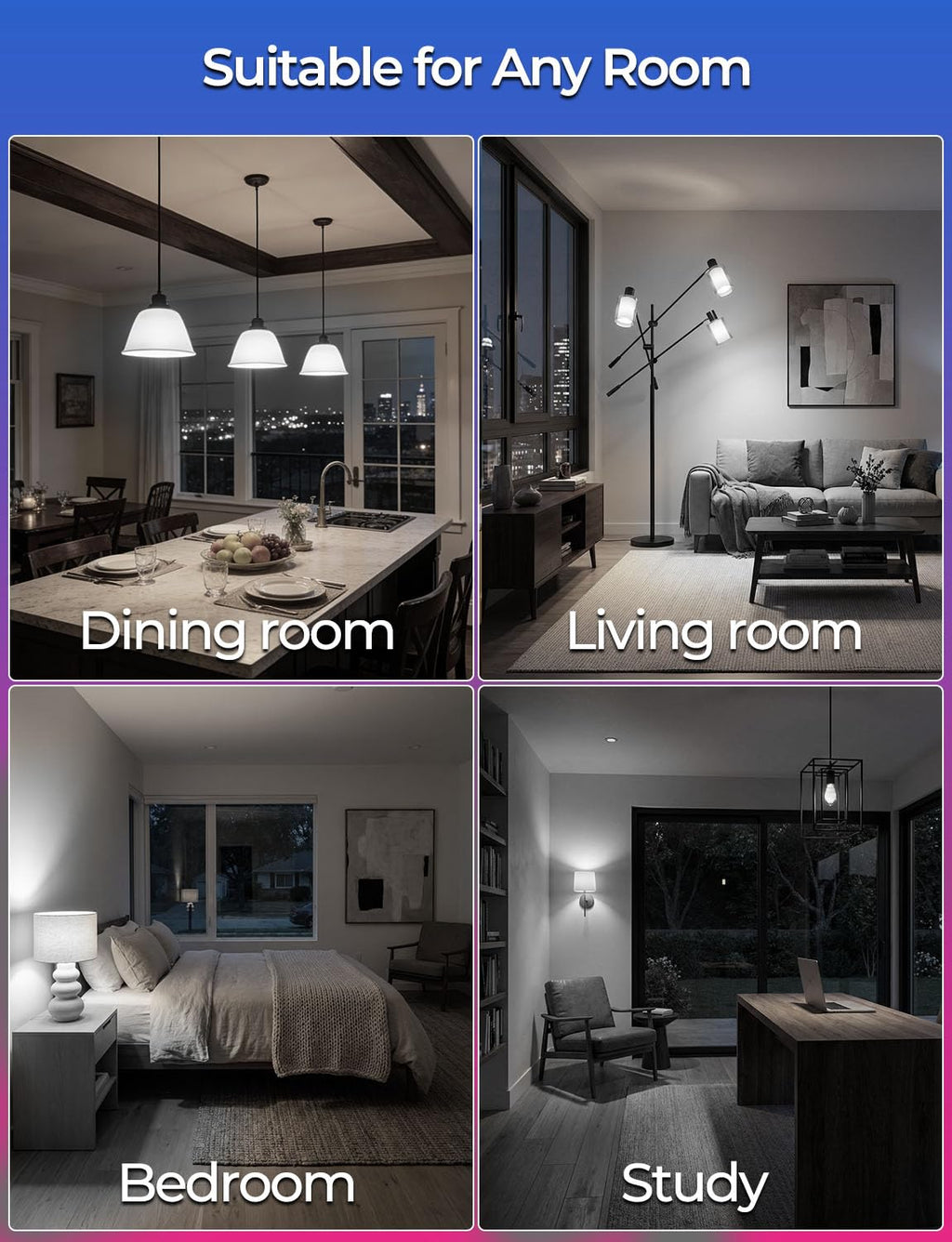ILC RGB LED Light Bulb, A15 Color Changing 40W Equivalent, 5700K Daylight White, 450LM 5W E26 Screw Base RGBW, Mood Light Bulb - 12 Color Choices - Timing Infrared Remote Control Included (4 Pack)