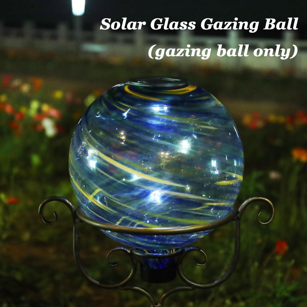 Solar Gazing Ball Glass Reflective Garden Globe for Outdoor Lawn Decor, 10"