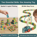 PREPHY Domino Train Toys Kids Games - Automatic Stacking Creative Game 3+ Year Old - Stem Montessori Toy for Boys 4-6 - Summer Autistic Christmas Birthday Gifts 5 6 Kids Ages 4-8