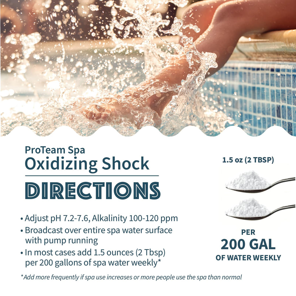 ProTeam Non-Chlorine Spa Shock for Hot Tub – Fast-Acting Oxidizing Shock Treatment, Clears Cloudy Water & Eliminates Odors – Made in USA, 2.2 lb + SplashWiz Care e-Book