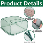 2 Pcs Pop Up Mesh Plant Cover, 35" x 35" x 27.5" Foldable Plant Protector Mesh Plant Enclosure, Garden Net Cage Guard Cover with 8 Ground Stakes for Protecting Plant Vegetable Fruit from Birds Insects
