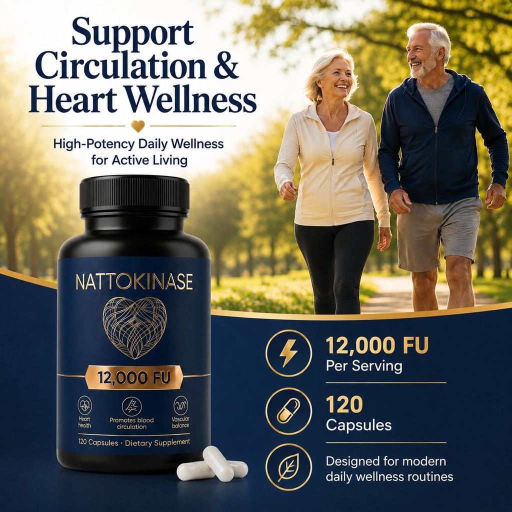 LUNESSA Nattokinase 12000 FU Per Serving, Nattokinase Supplement Organic, Supports Circulation & Heart Wellness, Vegan, Gluten Free, 120 Capsules