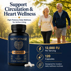 LUNESSA Nattokinase 12000 FU Per Serving, Nattokinase Supplement Organic, Supports Circulation & Heart Wellness, Vegan, Gluten Free, 120 Capsules