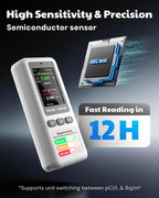 AEGTEST HOUND-1011S Portable Radon Detector, High-Accuracy Sensor for Home, Lightweight, Audible & Visual Alarms, Long-Term Monitoring, Easy-to-Use Radon Tester in pCi/L or Bq/m³ for Basement