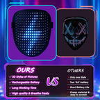 ORWINE LED Mask, Light Up Mask with Gesture Sensing, Unisex LED Lighted Face Transforming Masks for Festival Dj Cosplay Halloween Costume Masquerade Parties Christmas Gifts for Kids