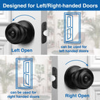 Sopoby Privacy Door Knob, 10 Pack Matte Black Round Keyless Doorknobs Interior/Exterior Lockset, Privacy Locking Door Knobs for Bedroom/Bathroom, Black Modern Design Door Hardware