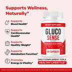 GlucoSense – Official GlucoSense Capsules, Pills Support Advanced Blood Formula Supplement, All Natural Premium Health & Wellness - Maximum Strength, 60 Capsules for 1 Month