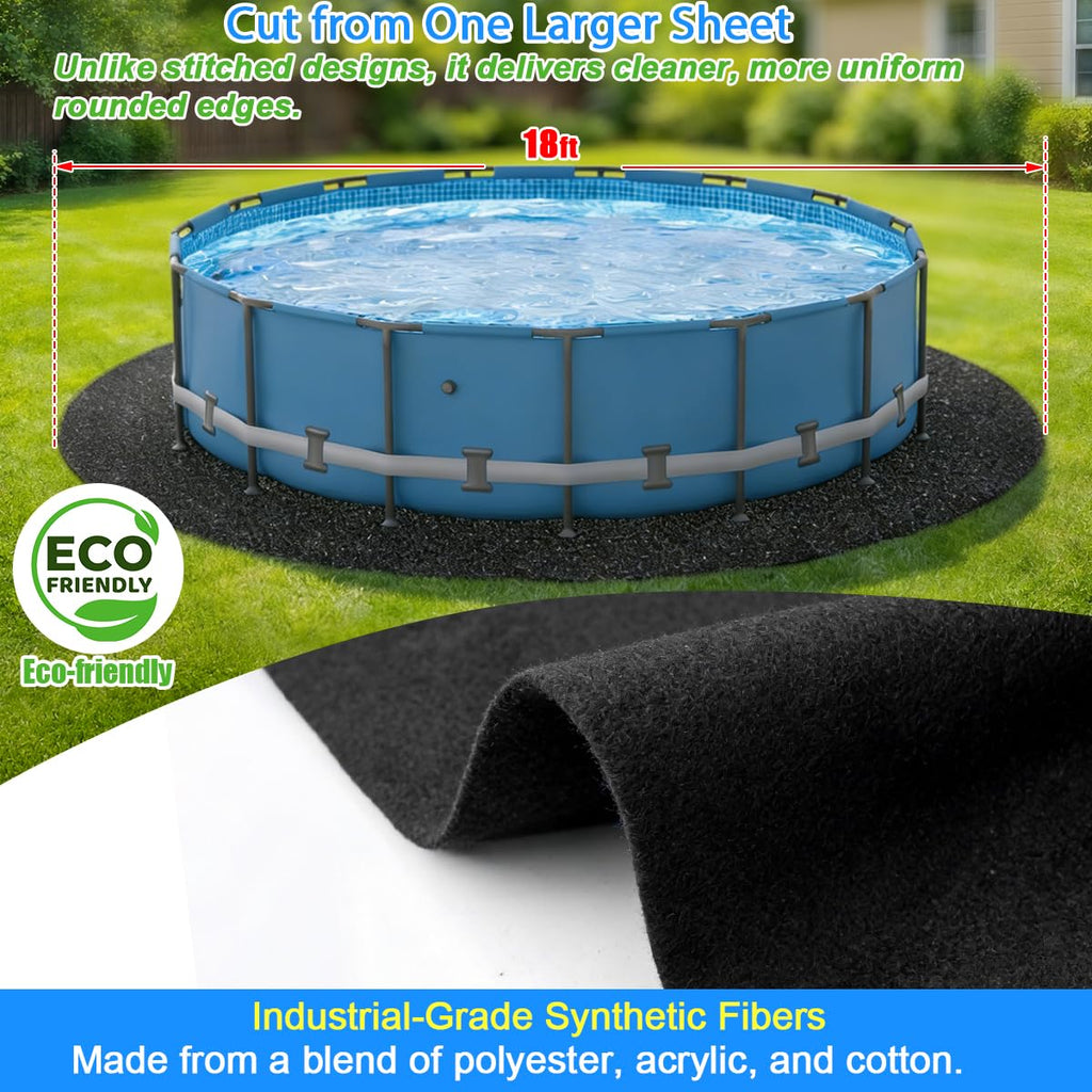 Abimars Pool Pads for Above Ground Pool, 18' Round Seamless Pool Liner Pad for Underfoot Comfort, Puncture-Resistant Pool Liner Protection Mat, Eco-Friendly Fabric